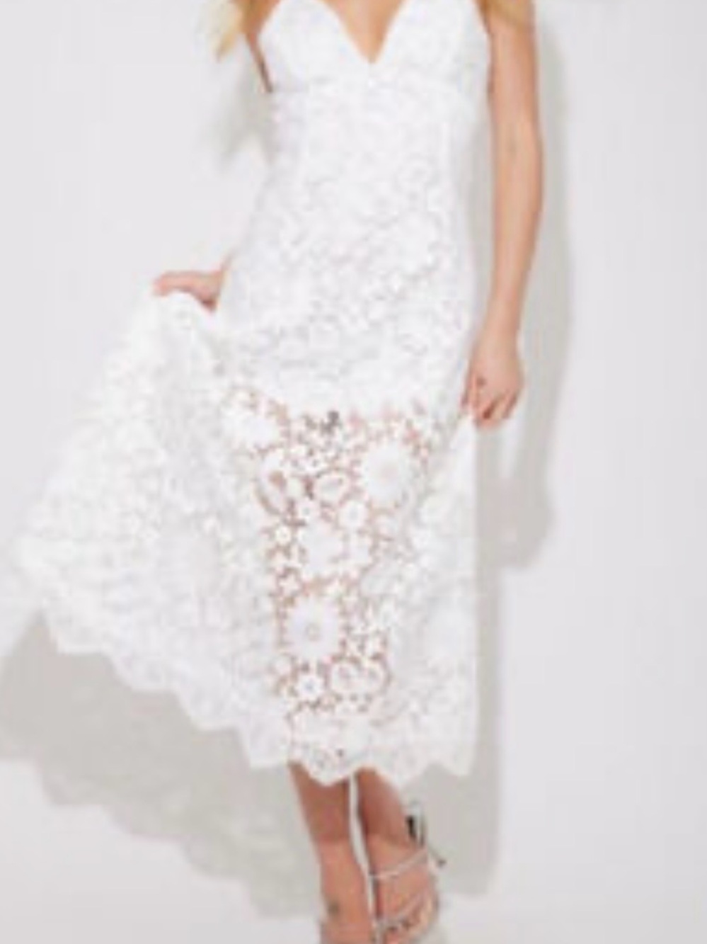 🆕#332~Generation Love Rosie White Lace Midi Dress with Spaghetti Straps
